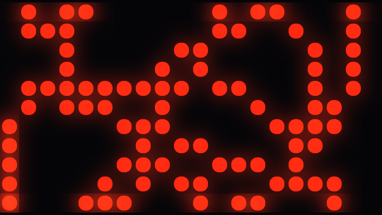 Drift at nineteen cells across, with the cells round and the gaps open