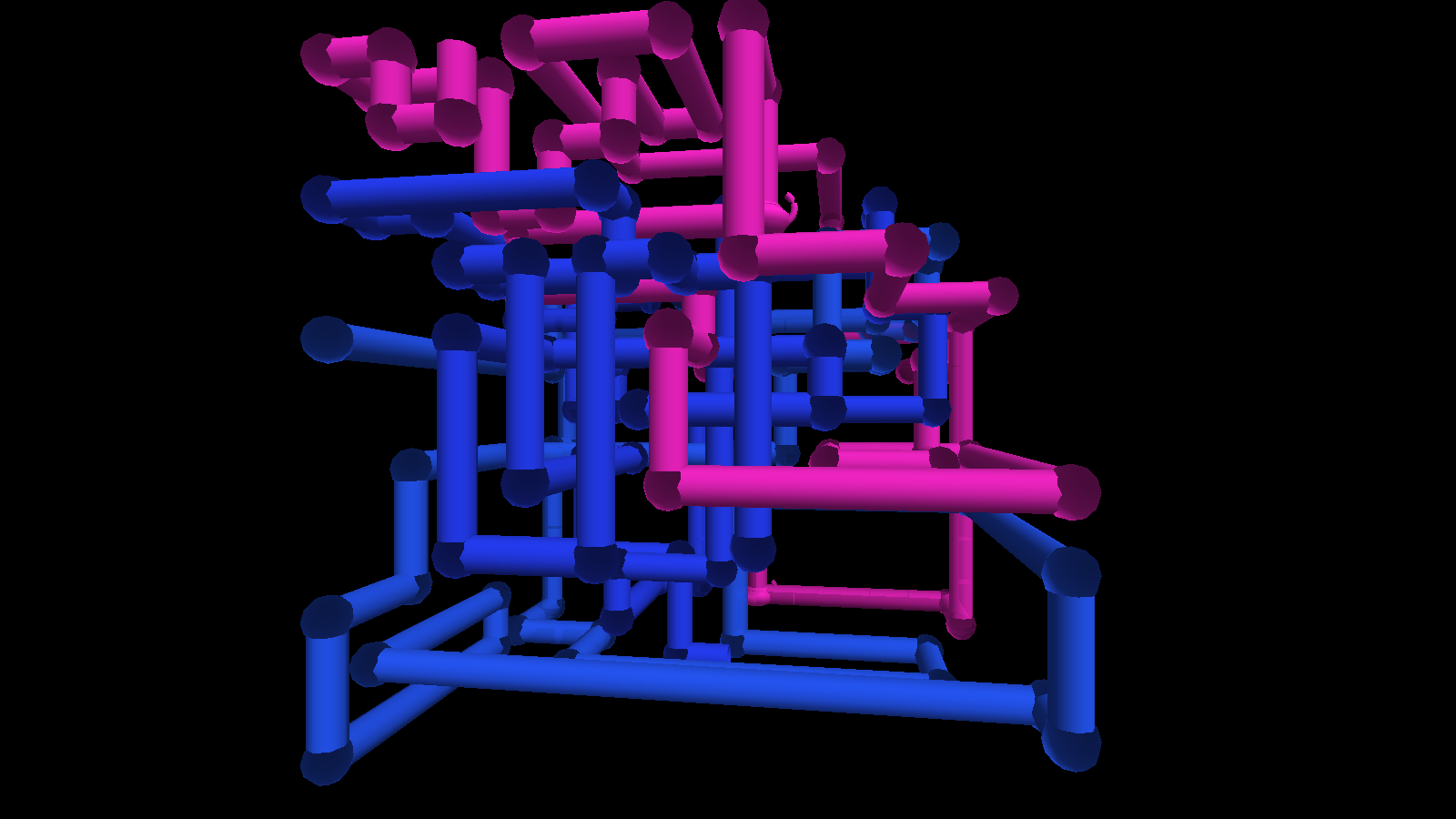 3D Pipes growing into its box