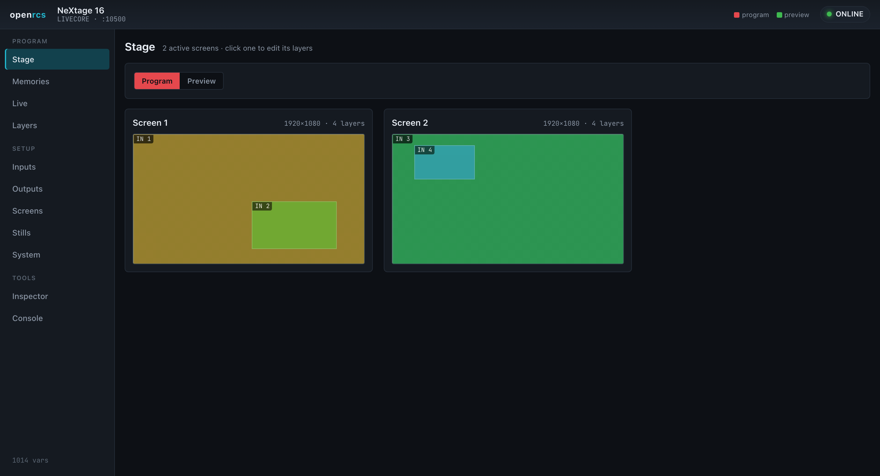 All screens at a glance