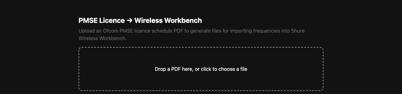 The upload page, where a licence PDF goes in.