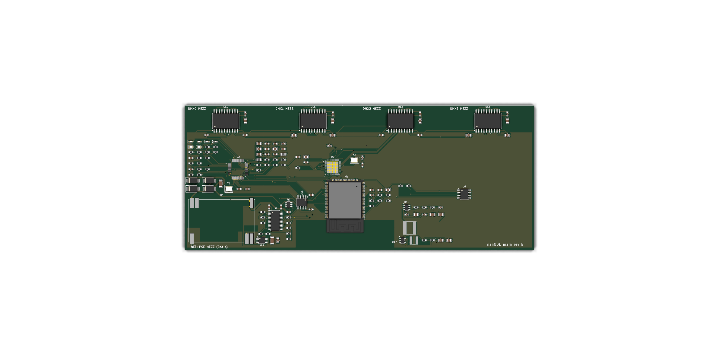 nanODE main board render, rev B, top view