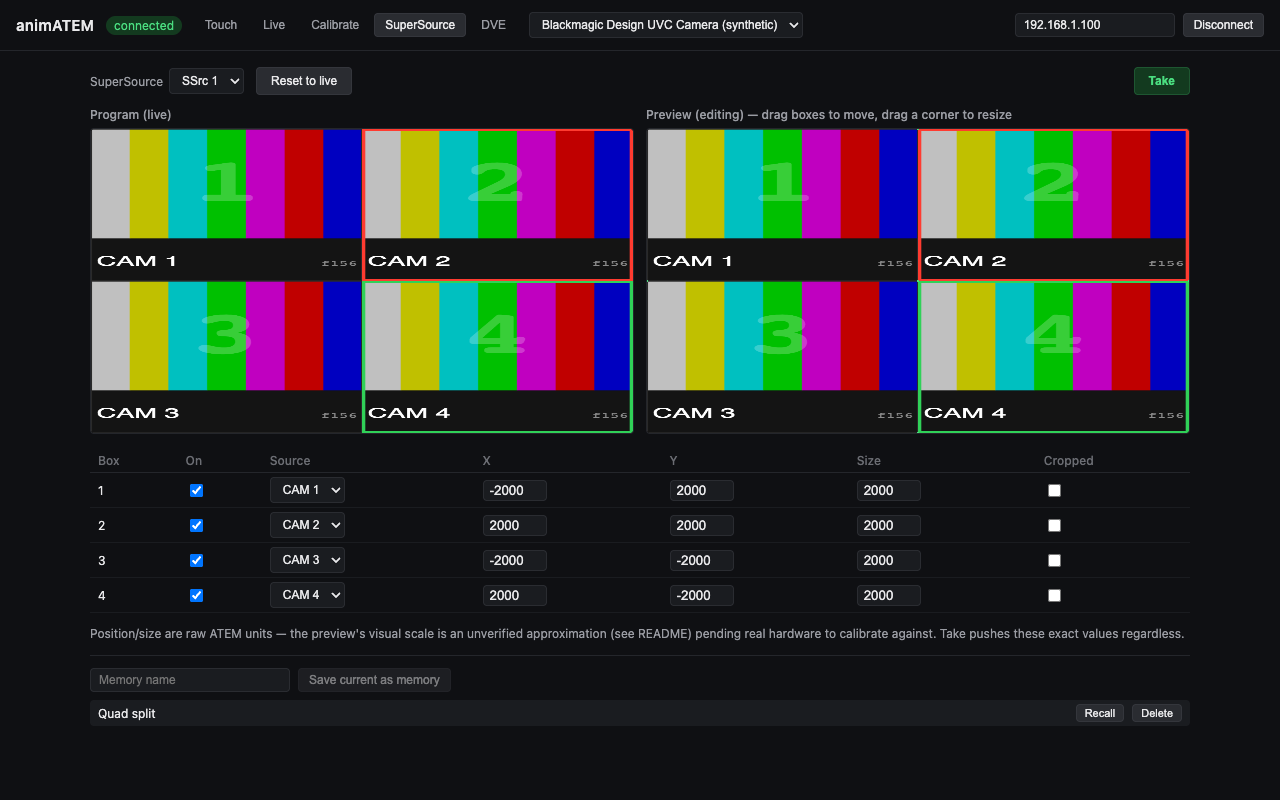animATEM — ATEM control with DVE preview