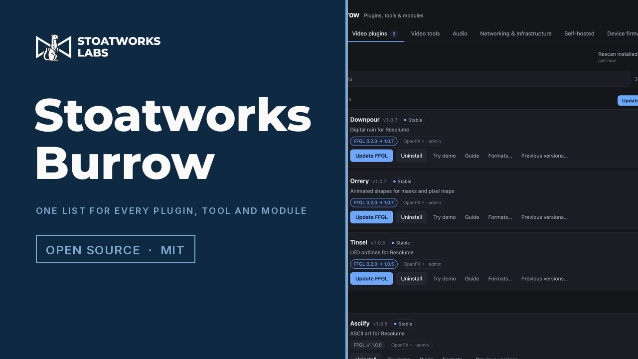 Stoatworks Burrow — One list for every plugin, tool and module