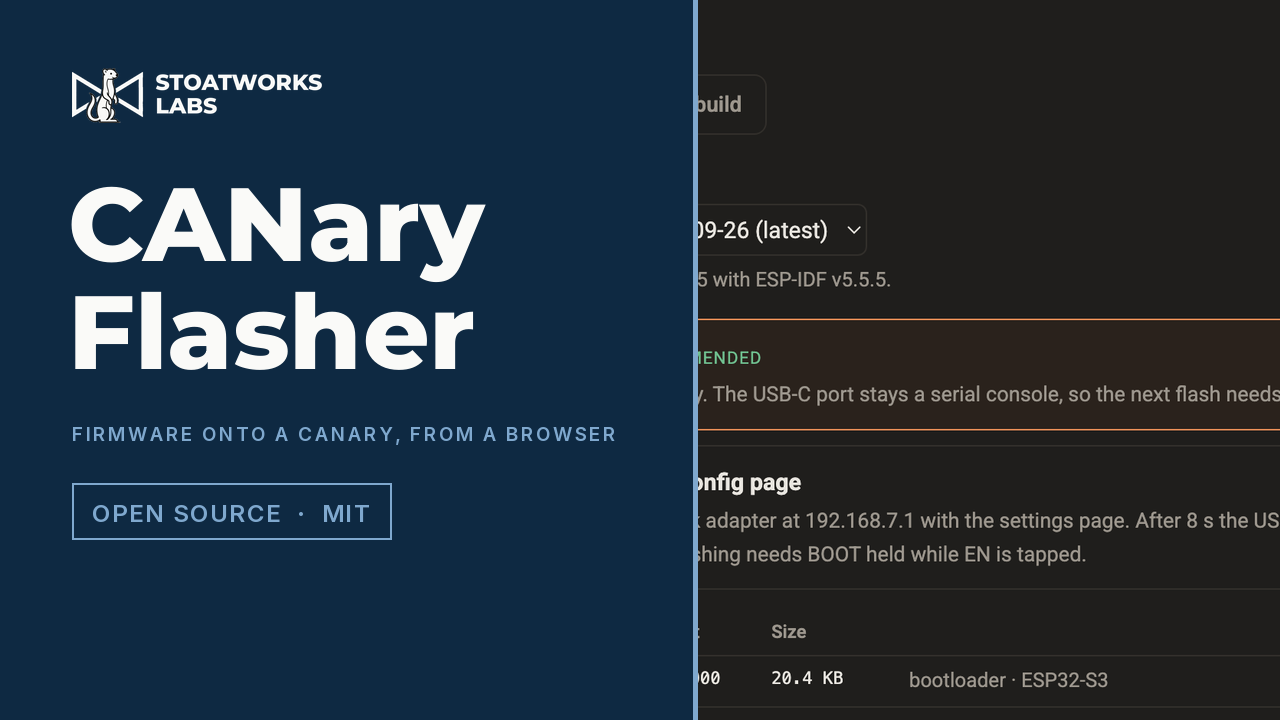 CANary Flasher — Firmware onto a CANary, from a browser