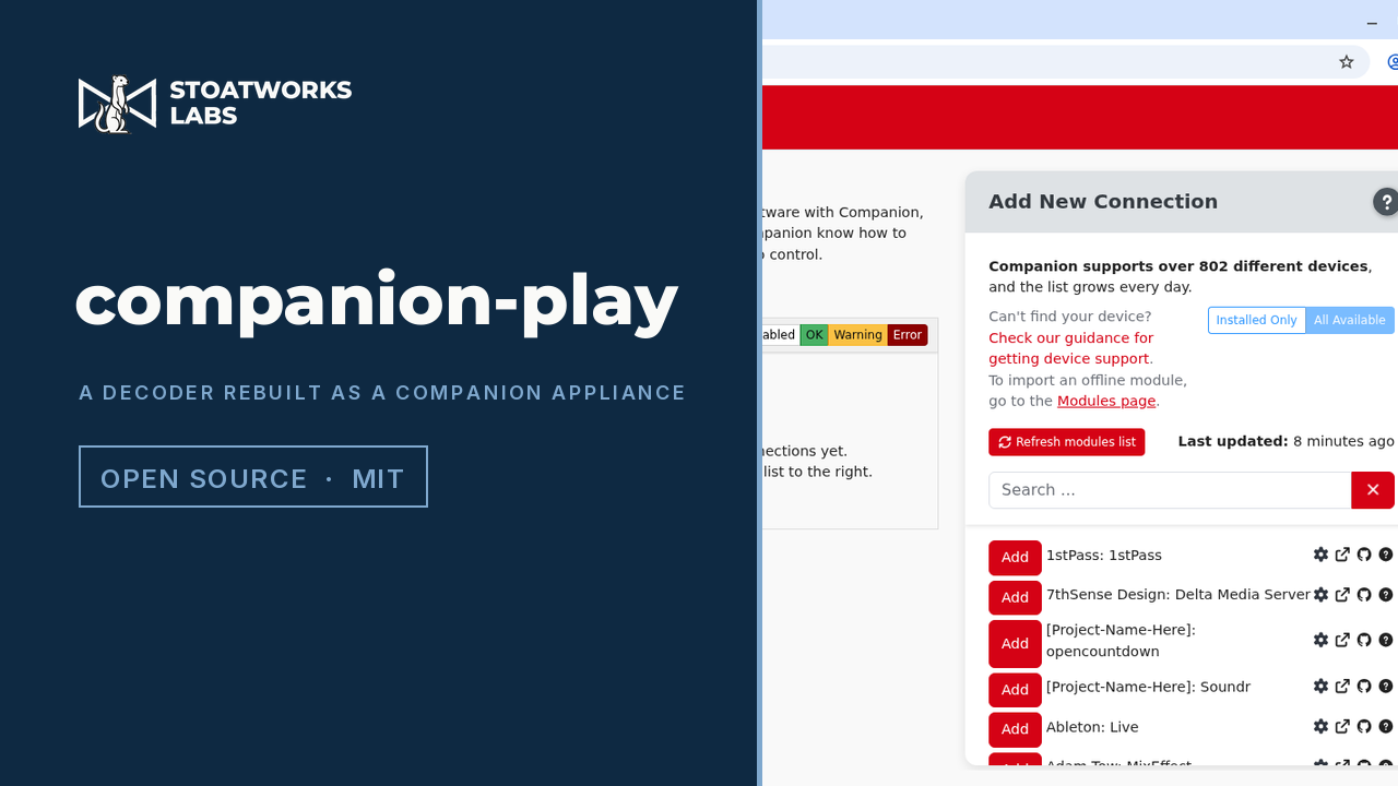 companion-play — A decoder rebuilt as a Companion appliance