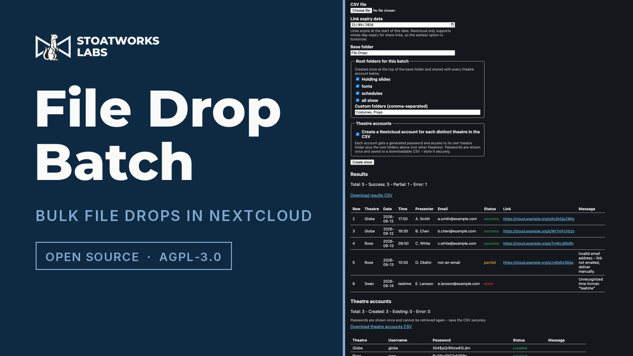 File Drop Batch — Bulk file drops in Nextcloud