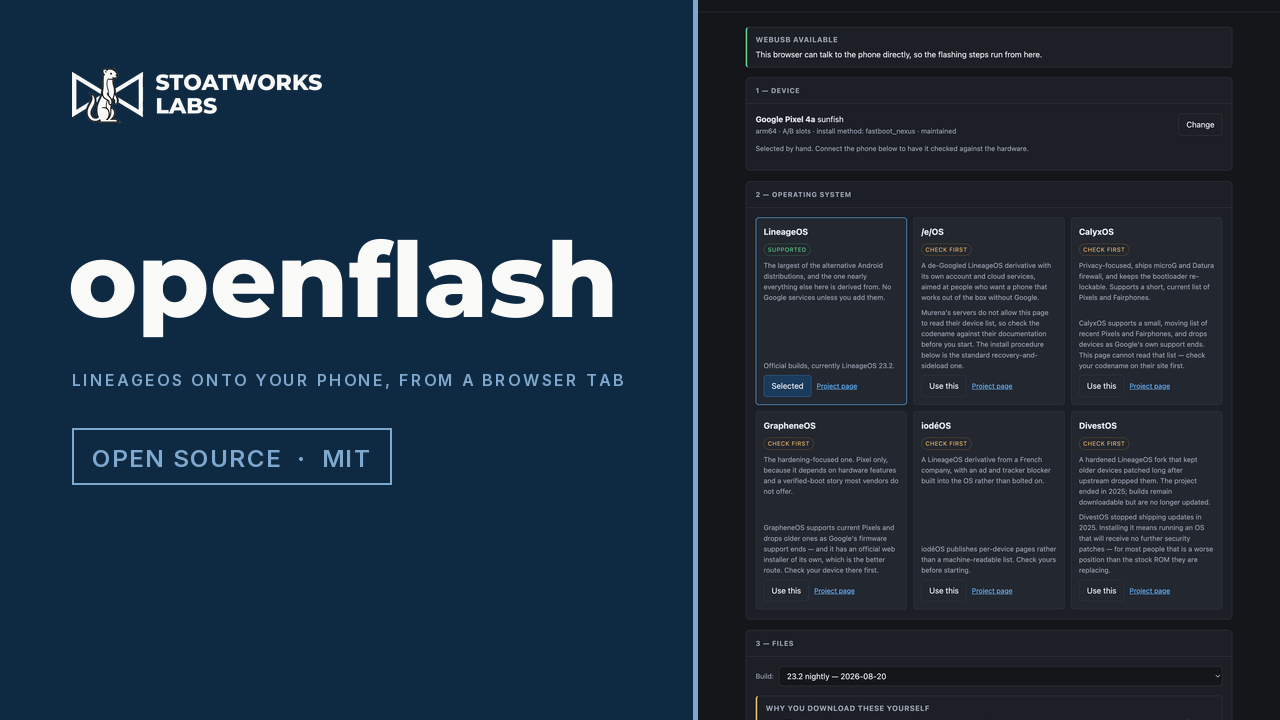openflash — LineageOS onto your phone, from a browser tab