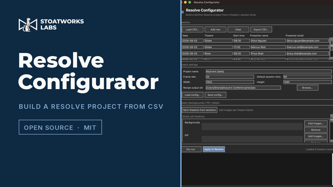 Resolve Configurator — Build a Resolve project from CSV