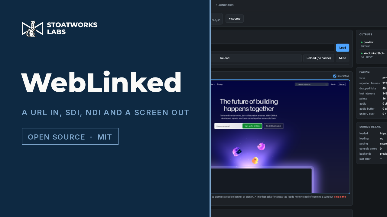 WebLinked — A URL in, SDI, NDI and a screen out